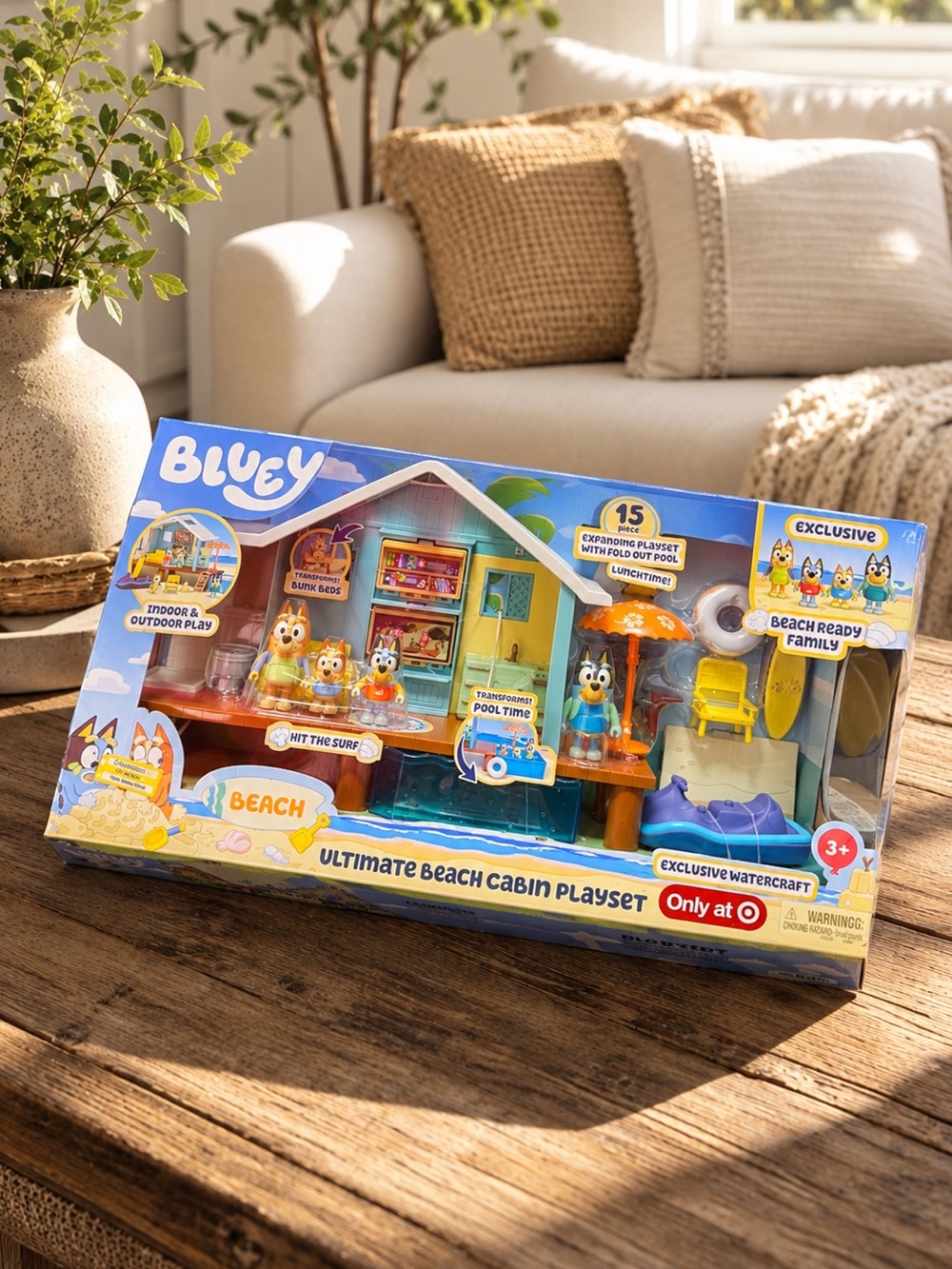 Bluey's Ultimate Beach House Cabin Pool Playset W/ 4 Figures Bingo Chili Bandit
